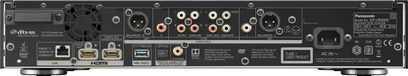 Panasonic DP-UB9000AG1 4K Blu-ray-afspiller, bagvisning med HDMI-, analoge lyd-, LAN- og USB-porte