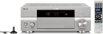 Yamaha RX-V1900 silberfarbener Heimkino-Verstärker, Frontblende mit Display, Tasten und Reglern, Frontansicht