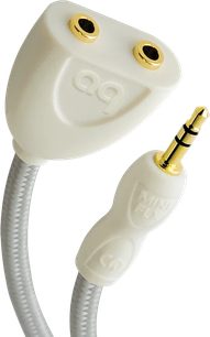 FLX-Mini Audioquest valge jaotur kahe 90-kraadise kuldse mini-pistikuga ja ühe sirge pistikuga