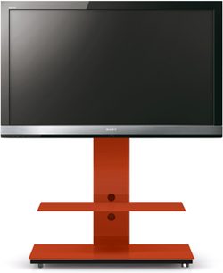 Spectral Tray PX601 rød og sort TV-møbel, ståendemodel med hylde, til fladskærm, set forfra