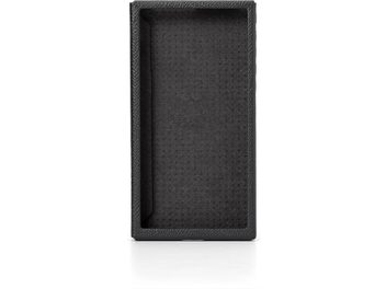 Siyah Astell&Kern PD10 kılıf önden görünüm, dokulu kenarlık ve mat siyah iç kısma sahip dikdörtgen tasarım