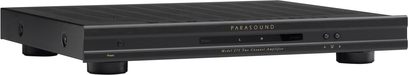 Parasound Model 275 sort effektforstærker, set forfra, sort front, to knapper, LED-display, stik