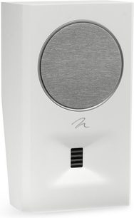Bipolaire achterluidspreker Motion MP10 mat wit met rechthoekige behuizing, grijze ronde luidspreker en zwarte rechthoekige grill