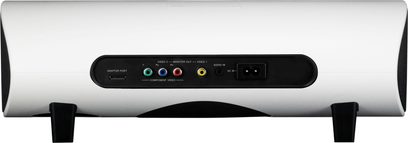 Hvid Pioneer XW-NAS3 dockingstation, set forfra, med audio- og videostik på forsiden