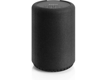 Enceinte connectée Audio Pro A10 MkII W noire, cylindrique, à surface texturée et commandes sur le dessus