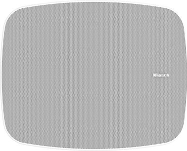 Caixa de som Klipsch PSM-525-T branca, grelha perfurada retangular com cantos arredondados, vista frontal