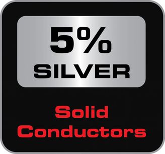 Cavo HDMI Audioquest Carbon 48Gbps 2m, immagine pubblicitaria con testo "5% SILVER Solid Conductors" su sfondo nero