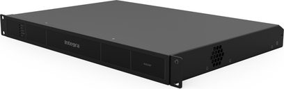 Juodas kelių zonų stiprintuvas Integra 8125DSP 1U rack formato, vaizdas iš trijų ketvirčių