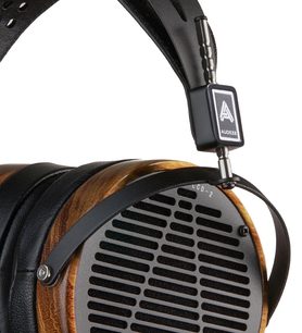Casque audio Audeze LCD-2 Shedua wood, arceau et coques en bois, grille noire, vue latérale gauche