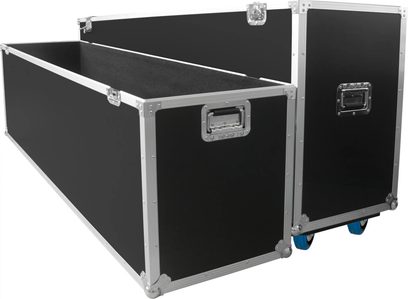 Power Acoustics Flight 4 écrans 65/85 ekran için siyah, açık, gümüş kenarlı ve tekerlekli taşıma kasası