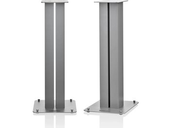 Zwei Lautsprecherständer Bowers & Wilkins FS 600 S3 aus gebürstetem Silbermetall, schlichtes und elegantes Design