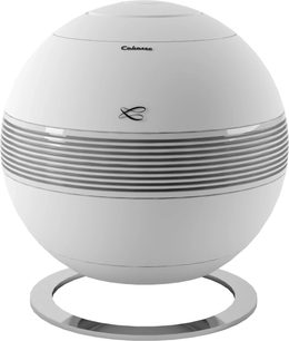 Subwoofer Cabasse The Pearl Sub hvit sfærisk med sølvfarget grill og ringformet sokkel