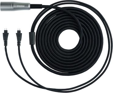 Czarna spiralna przewód Fostex ETH03 do słuchawek TH-90X z metalowymi, posrebrzanymi wtyczkami jack 3,5 mm i prostymi końcówkami