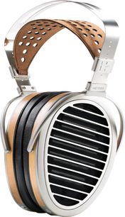 Åben hi-fi hovedtelefon Hifiman HE1000 V2 Stealth Magnet, hovedbøjle og skaller i sølvfarvet metal, sorte puder og gitter