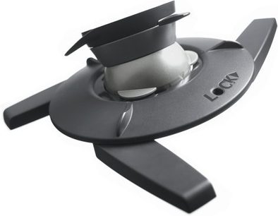 Vogel's EPC 6545 loftbeslag i mat sort plastik, 3/4 frontvisning, buet form med drejeligt armsystem og rund plade