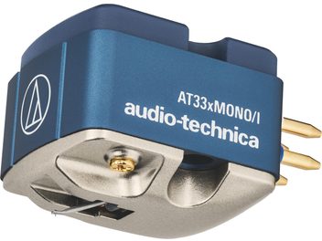 Κεφαλή πικάπ Audio-Technica AT33xMONO/I, μεταλλικό μπλε σώμα, ασημί βάση, χρυσαφί επαφές, λήψη τριών τετάρτων