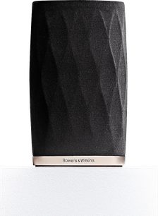 Trådløs, tilsluttet Bowers & Wilkins Formation Flex højttaler, set forfra, sort stofbeklædning, lodret rektangulær form
