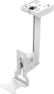 White ceiling mount for Sonos ERA 300 speaker, metal, with fittings, front perspective view