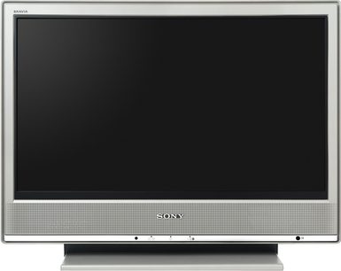 Sony KDL-20S3030 højdefinitions-fladskærms-TV, rektangulær sort skærm slukket, set forfra, på hvid baggrund