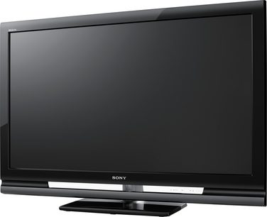 Sony KDL-26V4500 sort fladskærms-TV, set forfra, slukket, på stander
