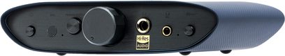 Convertitore audio iFi Audio Zen Air DAC 2 nero, vista frontale con grande pulsante centrale e uscite cuffie