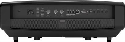 Videoprojektor Optoma UHZ68LV černý z pohledu zezadu s konektory HDMI, USB, RJ-45, RS-232, S/PDIF, Audio Out, 3D Sync a Trigger.