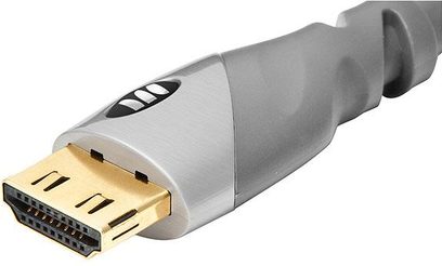 HDMI-kabel Monster Gold Advanced High Speed 3 m, HDMI-stik med guldbelægning, grå kappe, profilvisning