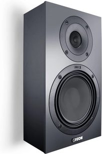 Canton GLE 10 S2 væghøjttaler i sort højglans, set i trekvart profil, med to runde enheder: diskant og basenhed