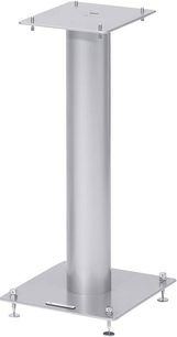 Norstone Design Stylum 1 satinsilver högtalarbas, i metall, cylindrisk form, med kvadratisk bas och övre platta