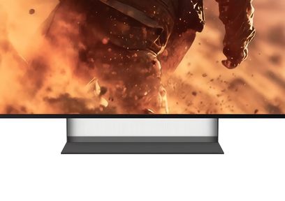 Televisor Sony BRAVIA 7 II K55XR7 visto de frente, pantalla de borde fino negro con pie central gris oscuro