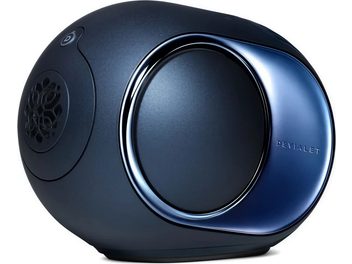 Devialet Phantom Ultimate 98 dB Pulse Blue smart speaker, three-quarter view with circular speaker