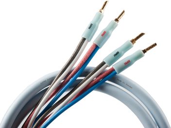 Supra Quadrax 2x3m blue speaker cable, multi-stranded twisted copper conductors, translucent jacket, technical labels