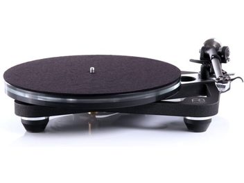 Rega Planar 8 matt fekete lemezjátszó, Ania PRO MC hangszedővel, Neo PSU MK2 tápegységgel, fekete tányérral, egyenes karral, felülnézet 3/4 szögből