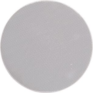 In-ceiling recessed ArtSound HPRO820 speaker, white round perforated metal grille front view