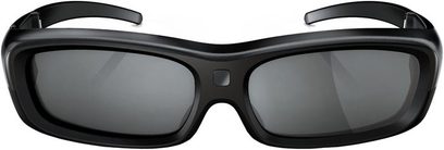 Philips PTA517 aktive 3D-briller, mat sort stel, mørke grå rektangulære glas, brede lige stænger set forfra