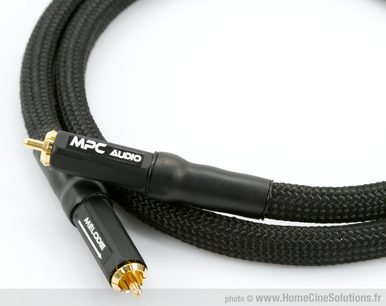 Sort digitalt koaksialkabel MPC Audio Mélodie RCA 1m, guldbelagte RCA-stik, danner en løkke