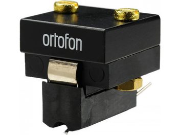 Cápsula para tocadiscos de vinilo Ortofon SPU CLASSIC N E negra, rectangular, con 2 tornillos dorados en la parte superior, vista frontal