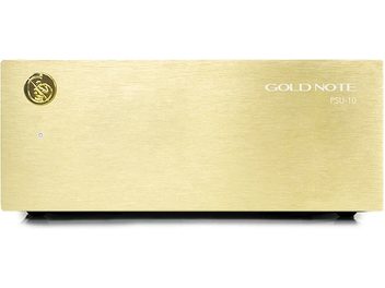 Отделно захранване за HI-FI електроника Gold Note PSU-10 gold, златисто покритие, изглед отпред, поставено хоризонтално