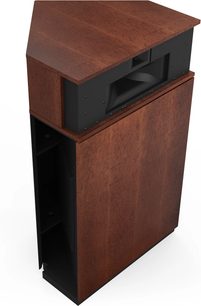 Акустична колонка Klipsch Khorn AK7 у виконанні American Auburn з частковим видом під кутом та чорними деталями
