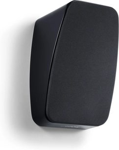 Reproduktor Dolby Atmos Canton Vento AR 1 černý, pohled ze tří čtvrtin, přední strana s textilní mřížkou a zaoblenými rohy