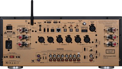 Integrovaný zesilovač MyConnect 250 Advance Paris černý s digitálními a analogovými audio vstupy, výstupy na reproduktory a sluchátka