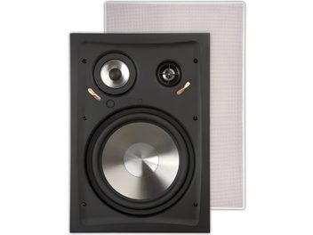 Indbygget væghøjttaler ArtSound RE2080 sort, runde metalhøjttalere i børstet metal med aftageligt hvidt gitter