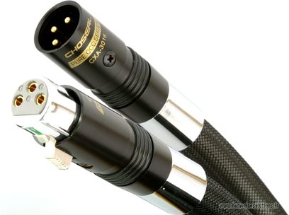 Choseal CXA-3016 sort XLR analogt lydkabel, guldbelagte stik, nærbillede forfra af begge kabelender