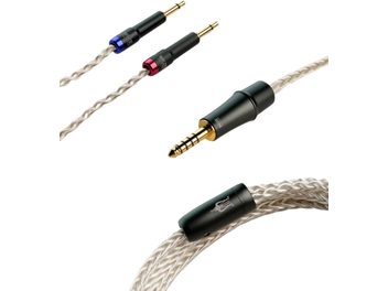 Quattro prolunghe per cuffie hi-fi Meze Audio, cavi intrecciati beige, connettori jack da 4,4 mm colorati