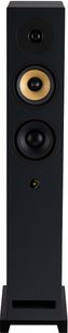 Boxă de podea Krypton 6 Technik negru, vedere frontală, 3 difuzoare circulare aliniate, bază dreptunghiulară, port bass-reflex inferior