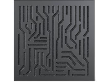 Čierny lesklý akustický absorbér Artnovion Azteka W z vyrezávanej penové hmoty vytvárajúcej zložitý reliéfny geometrický vzor