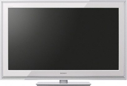 Sony KDL-40E5520 TV slukket, sort skærm, lysegrå ramme, set forfra