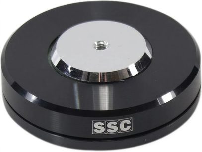 Contra SSC Matchpoint 200 negra, vista superior, superficie negra brillante, logo SSC plateado en el centro