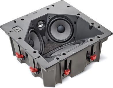 Focal 100 ICLCR5 loftsindbygget højttaler, mørkegråt metalchassis, 1 sort central boomer, 4 mørkegrå satellitter