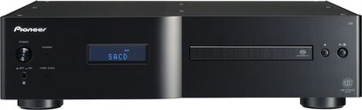 Pioneer PD-D9MK2-K CD-afspiller i sort set forfra, blåt display, CD-skuffe lukket
